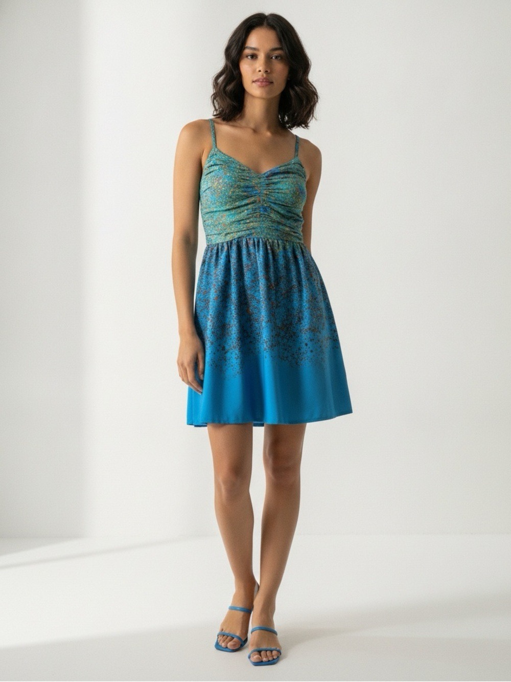 Roxy Vintage Abstract Floral Empire Waist Dress Medium